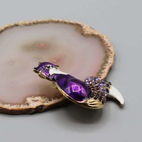 Fox animal pin brooch jewelry fashion purple gold - Picture 6 of 12